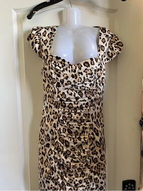 Guess Leopard Print Midi Dress - Taupe and Black